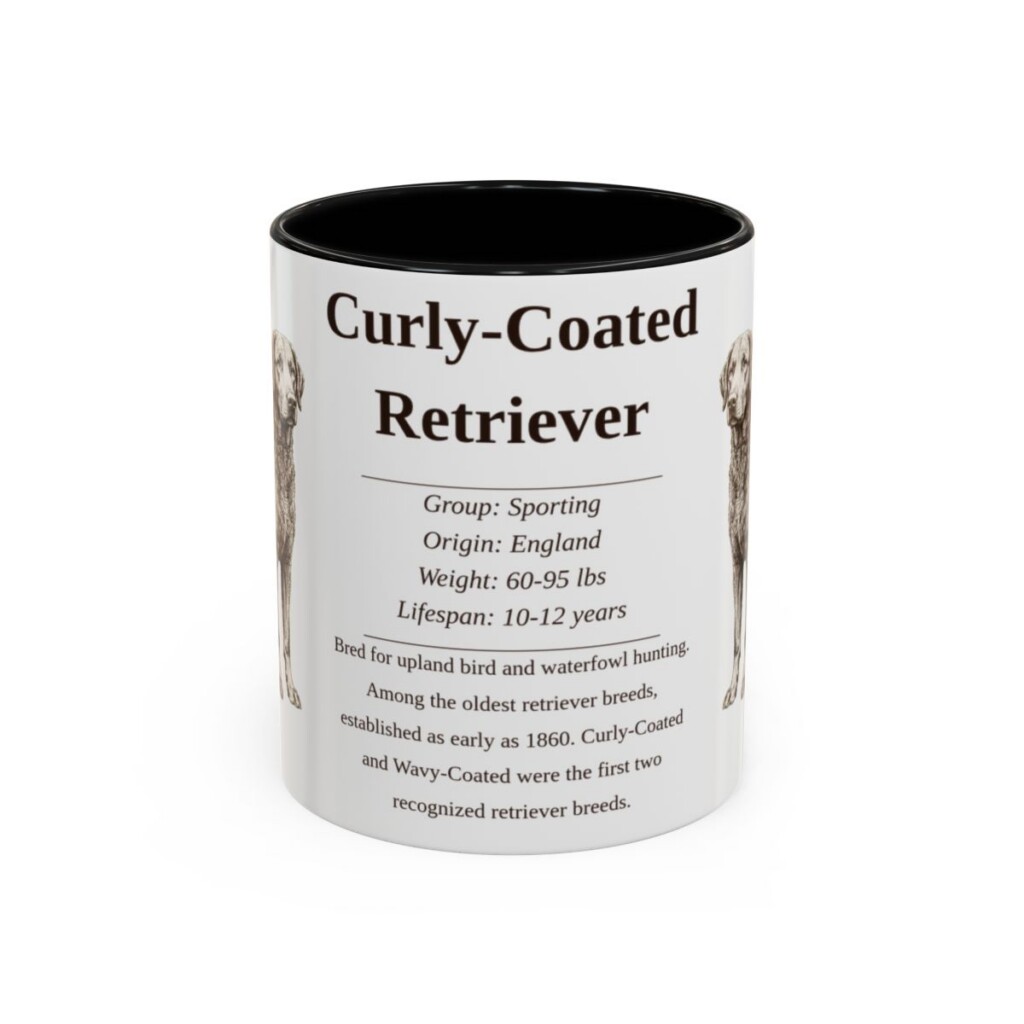 11oz Curly-Coated Retriever Mug, Black, front view