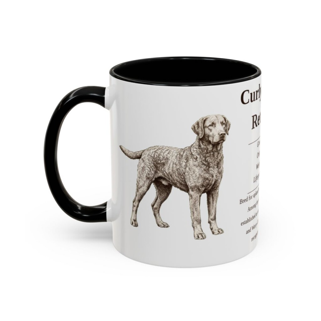 11oz Curly-Coated Retriever Mug, Black, left side view