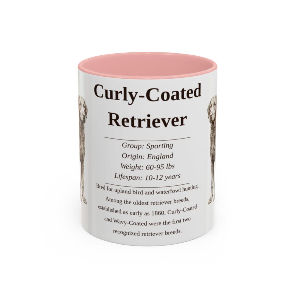 11oz Curly-Coated Retriever Mug, Pink, front view