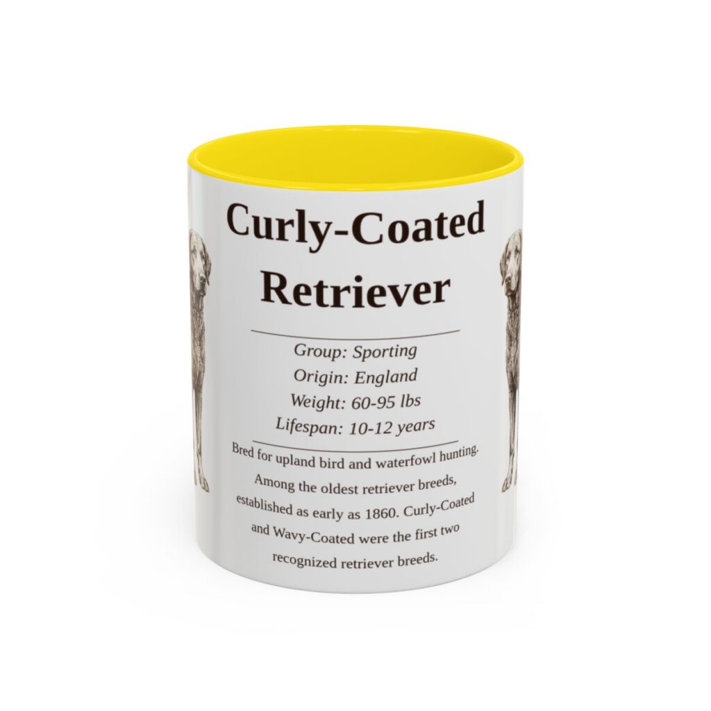 11oz Curly-Coated Retriever Mug, Yellow, front view