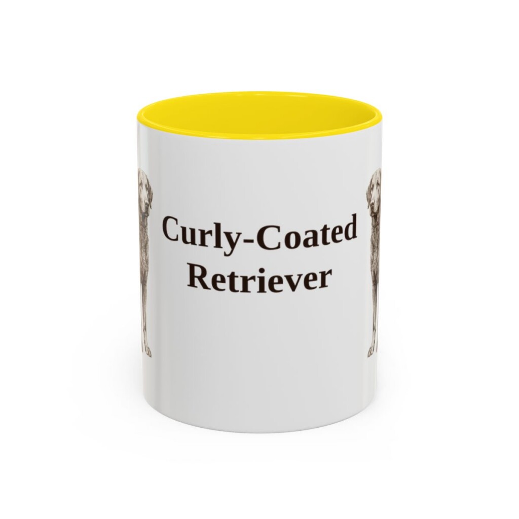 11oz Curly-Coated Retriever Mug, Yellow, front view