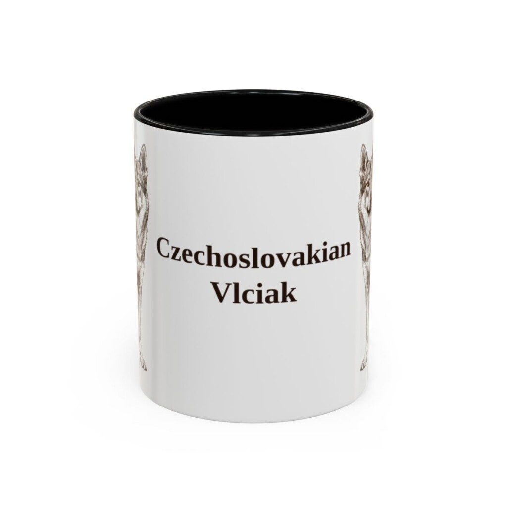 11oz Czechoslovakian Vlciak Mug, Black, front view