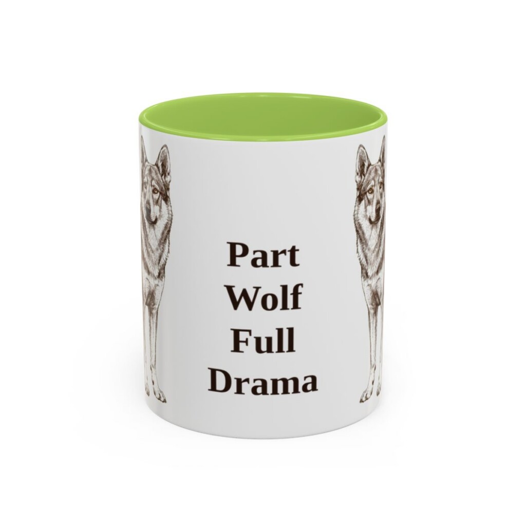 11oz Funny Czechoslovakian Vlciak Mug, Light Green, front view