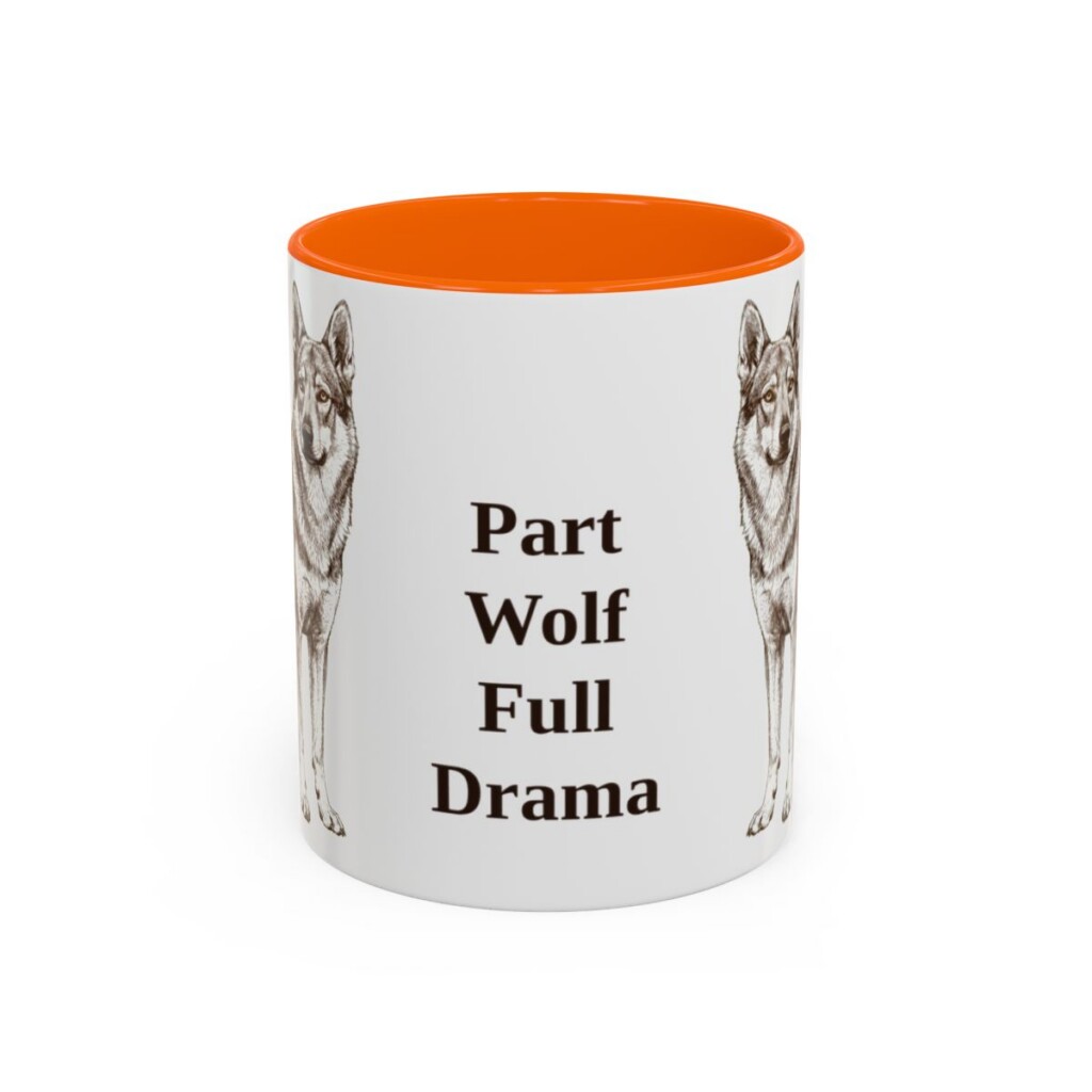 11oz Funny Czechoslovakian Vlciak Mug, Orange, front view