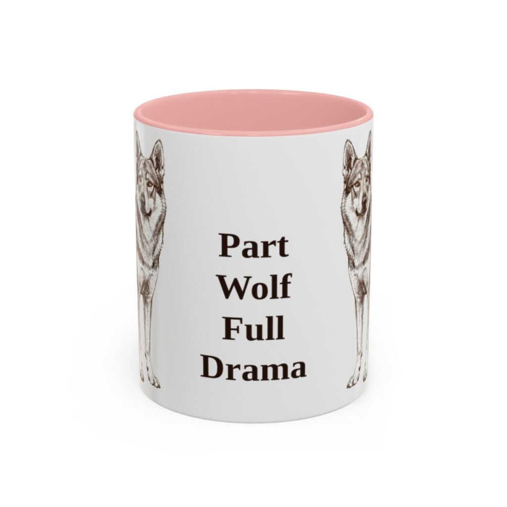 11oz Funny Czechoslovakian Vlciak Mug, Pink, front view