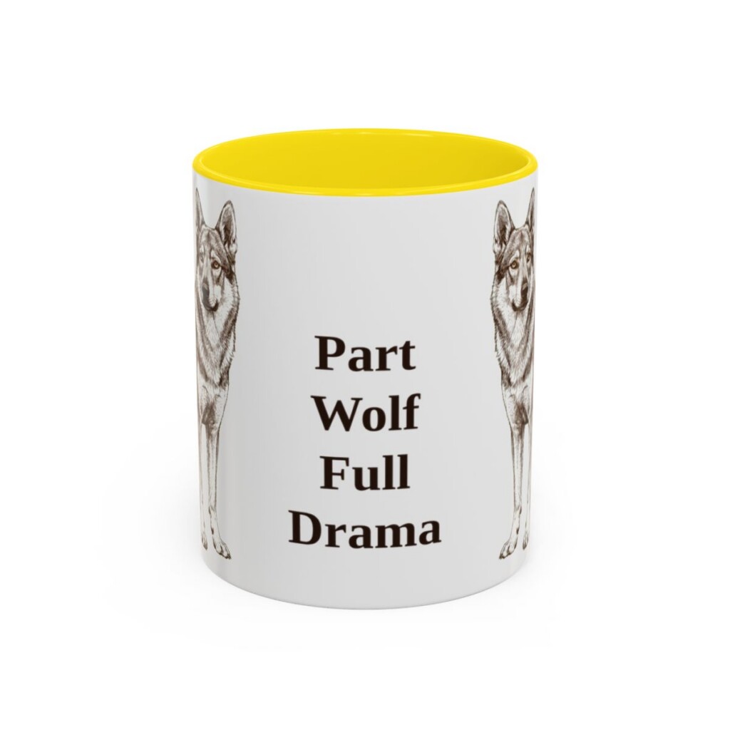 11oz Funny Czechoslovakian Vlciak Mug, Yellow, front view