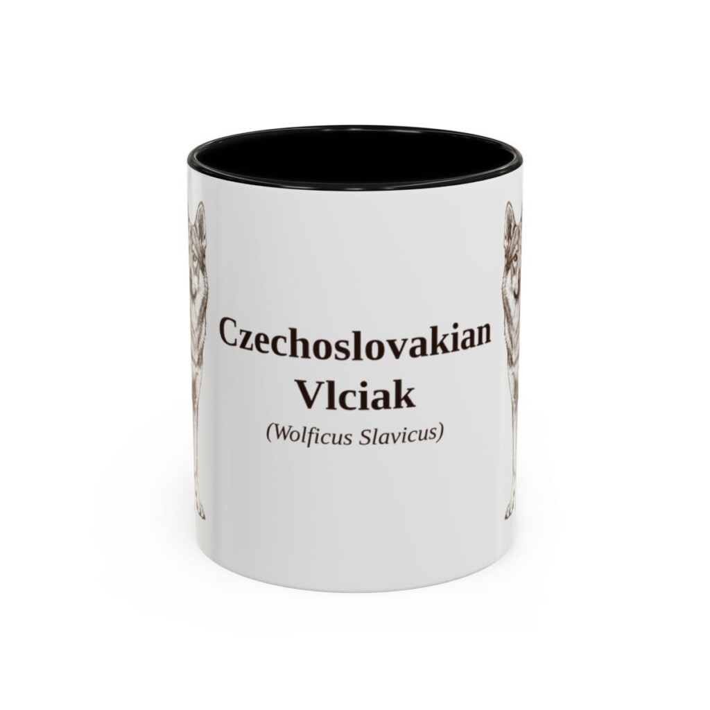 11oz Czechoslovakian Vlciak Latin Mug, Black, front view