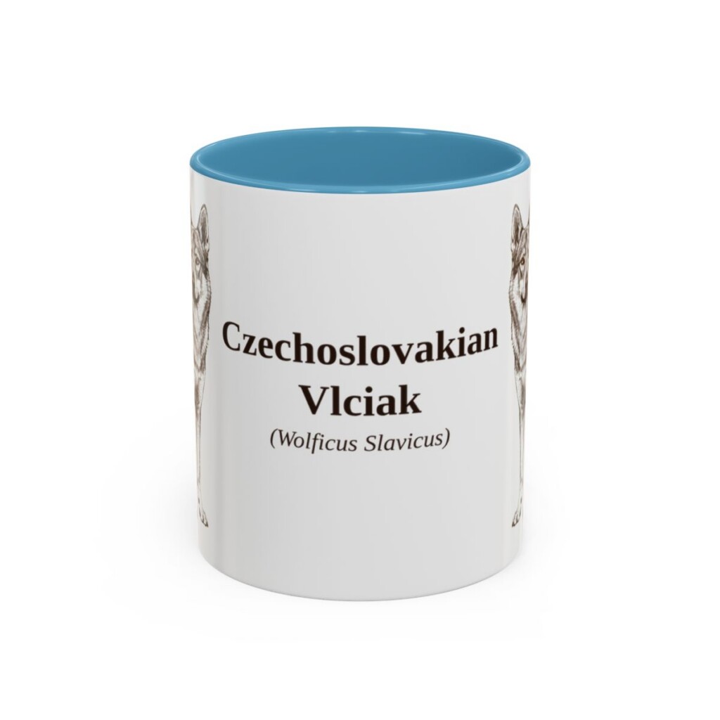 11oz Czechoslovakian Vlciak Latin Mug, Light Blue, front view