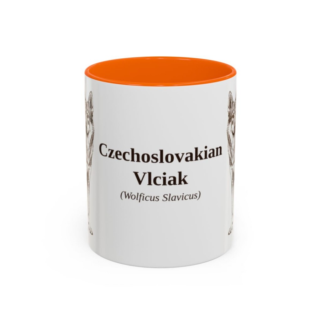 11oz Czechoslovakian Vlciak Latin Mug, Orange, front view