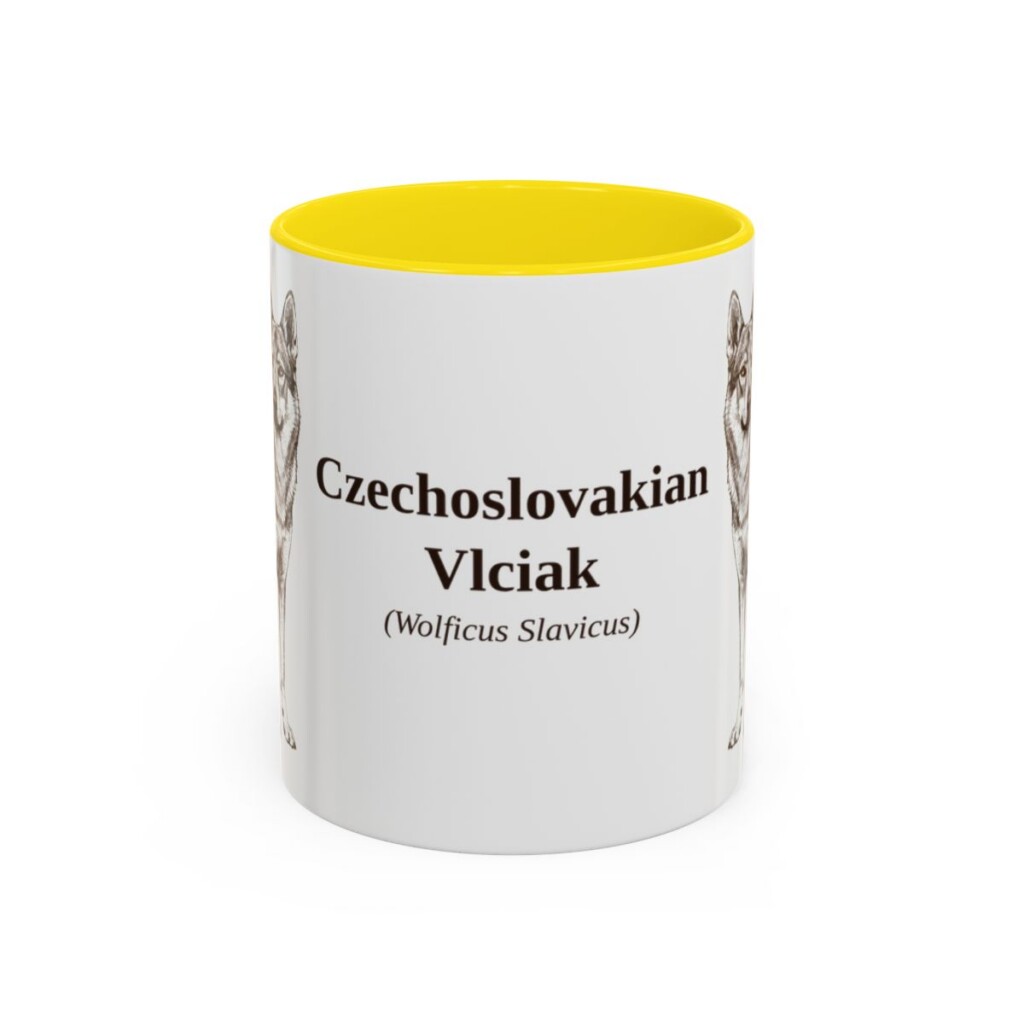11oz Czechoslovakian Vlciak Latin Mug, Yellow, front view