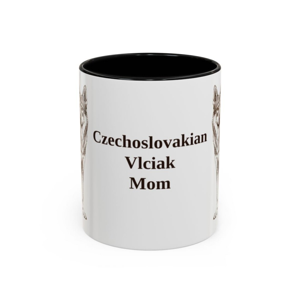 11oz Czechoslovakian Vlciak Dog Mom Mug, Black, front view