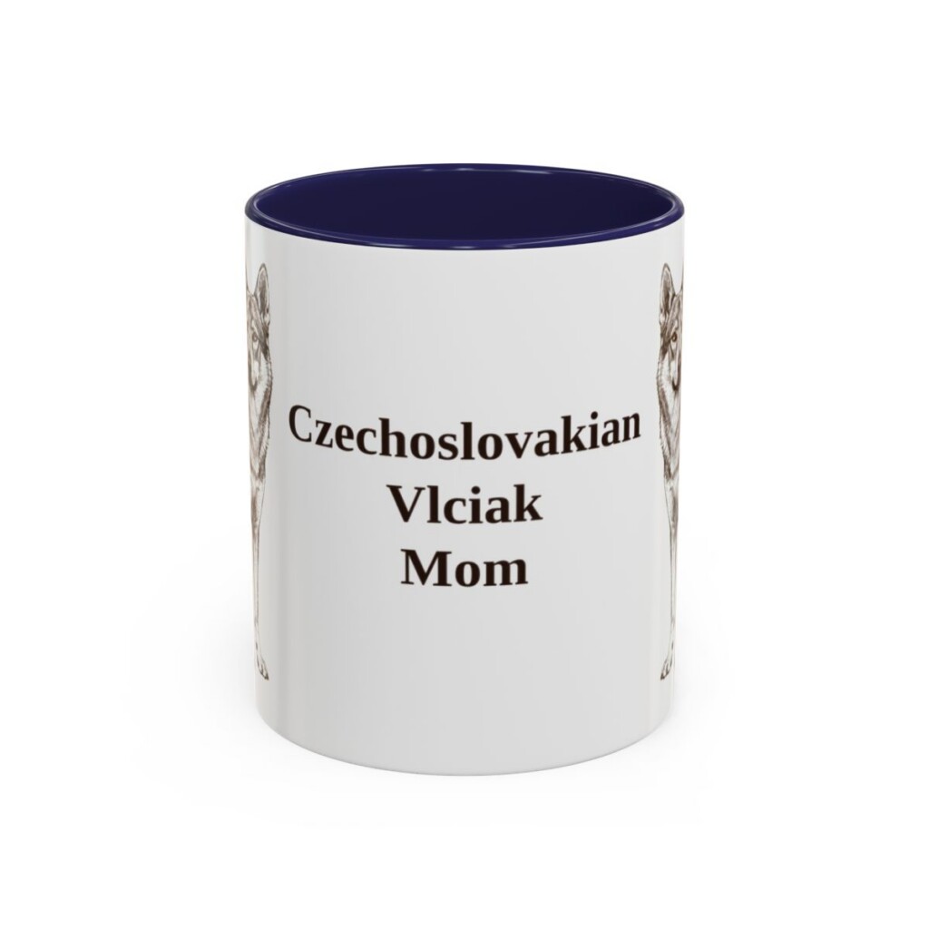11oz Czechoslovakian Vlciak Dog Mom Mug, Navy, front view