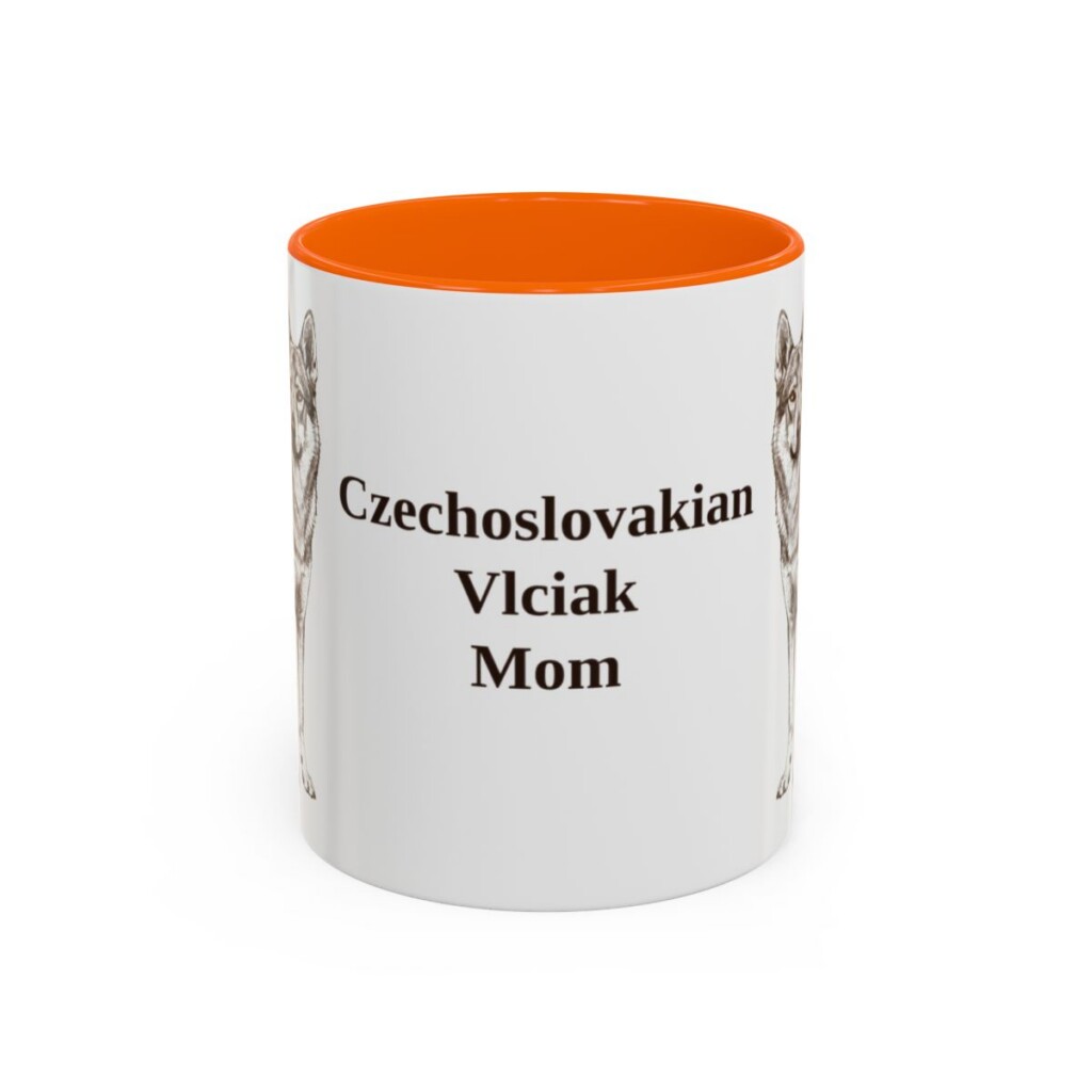 11oz Czechoslovakian Vlciak Dog Mom Mug, Orange, front view