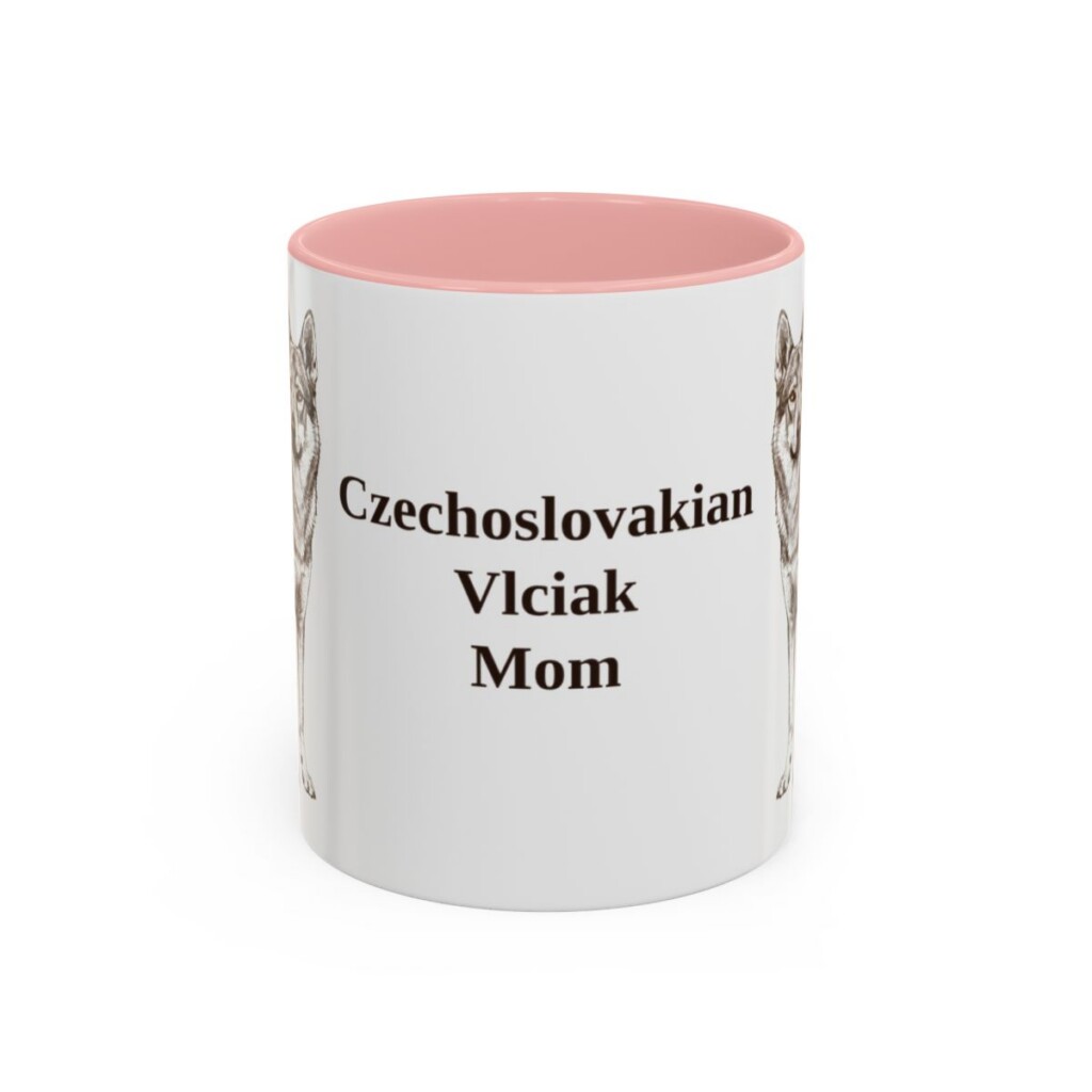 11oz Czechoslovakian Vlciak Dog Mom Mug, Pink, front view