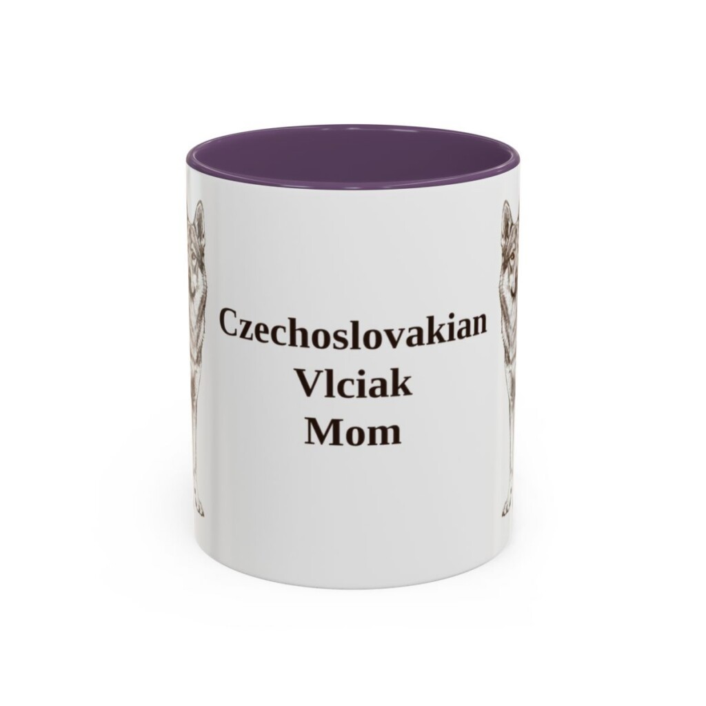 11oz Czechoslovakian Vlciak Dog Mom Mug, Purple, front view