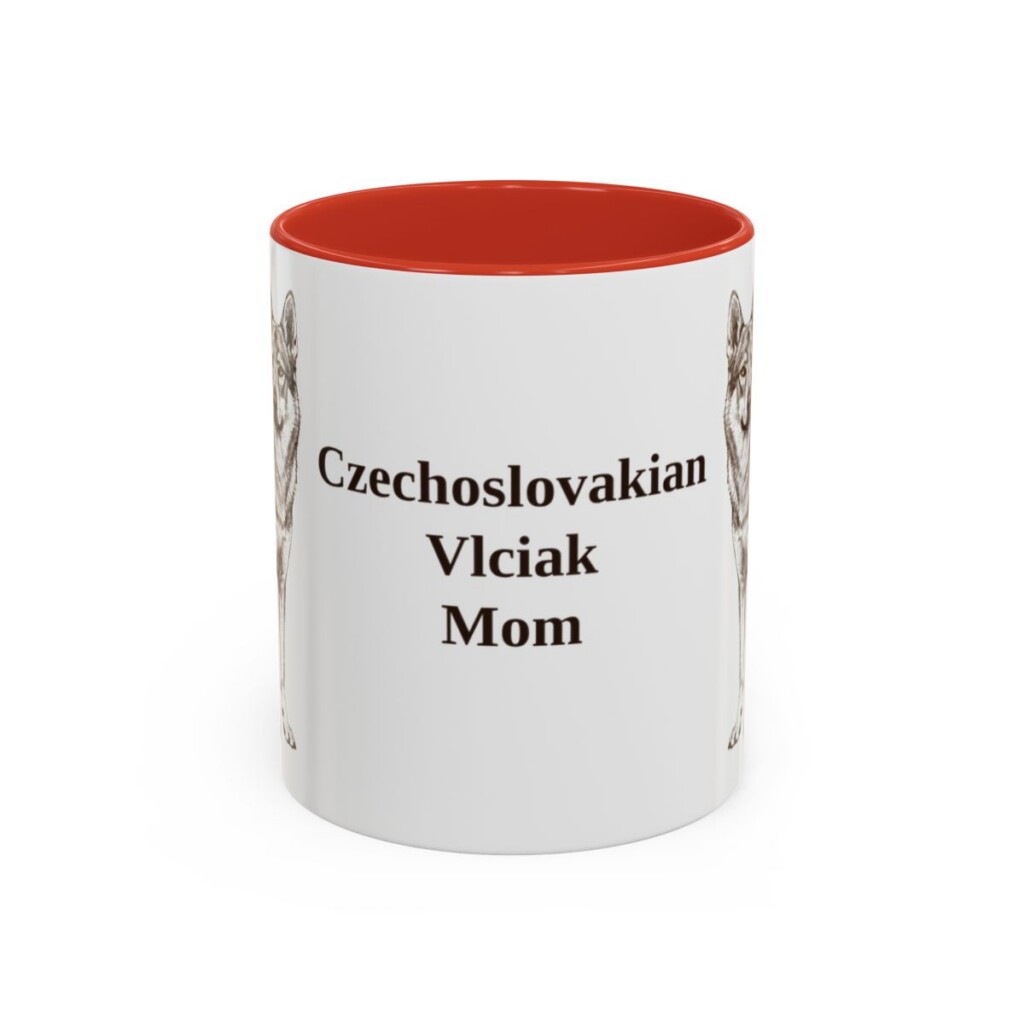 11oz Czechoslovakian Vlciak Dog Mom Mug, Red, front view