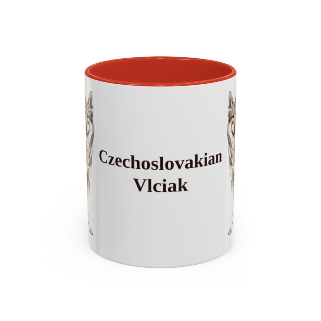11oz Czechoslovakian Vlciak Mug, Red, front view