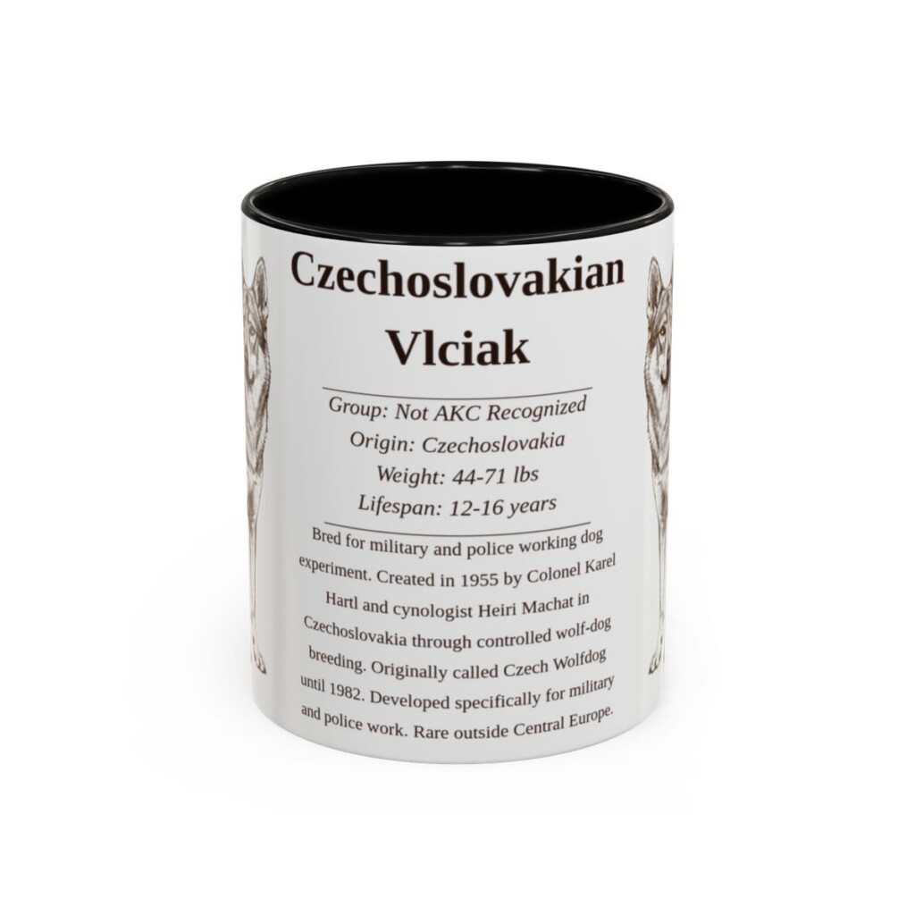 11oz Czechoslovakian Vlciak Mug, Black, front view