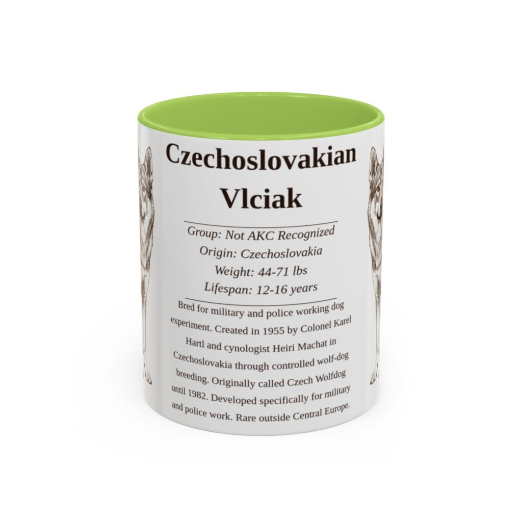 11oz Czechoslovakian Vlciak Mug, Light Green, front view