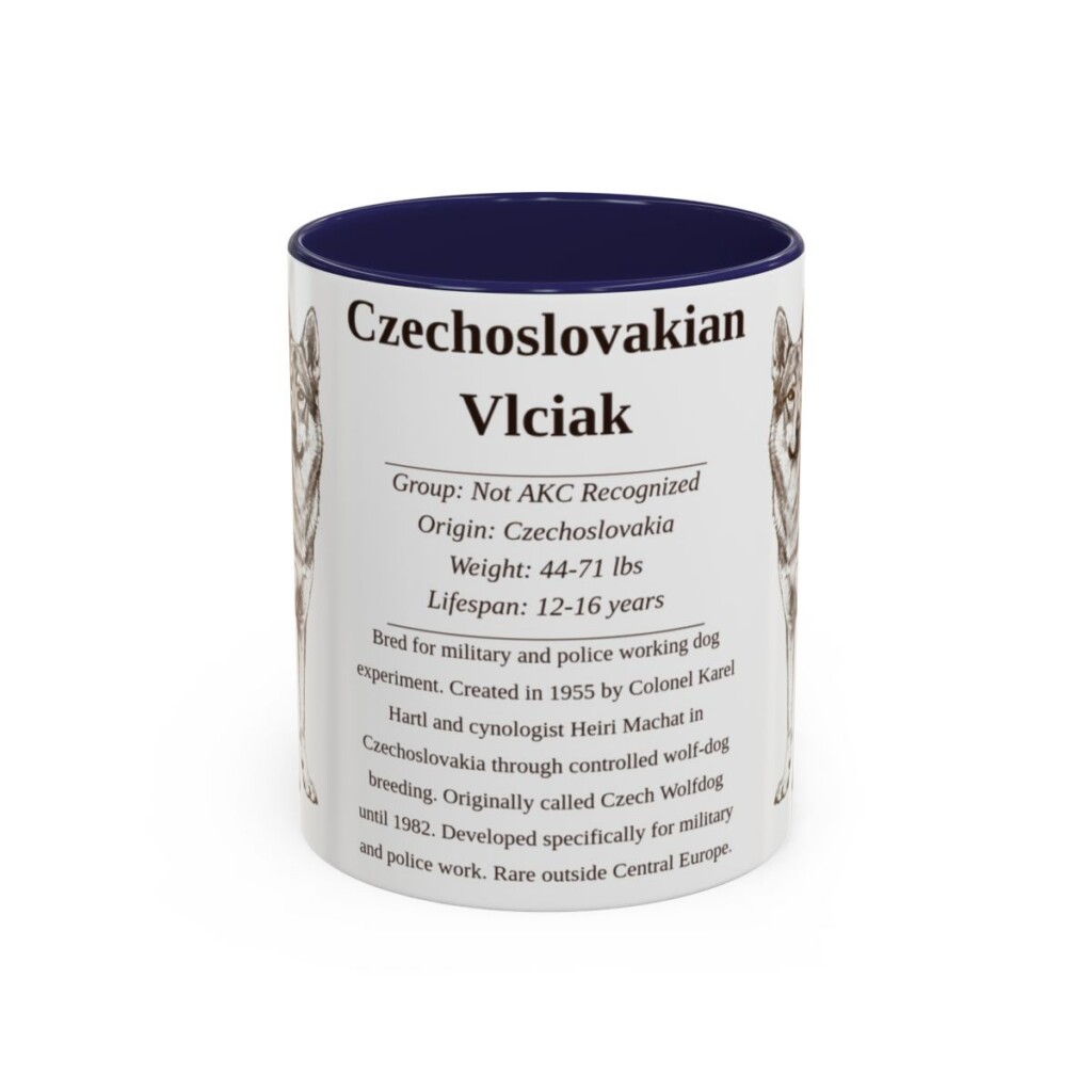 11oz Czechoslovakian Vlciak Mug, Navy, front view