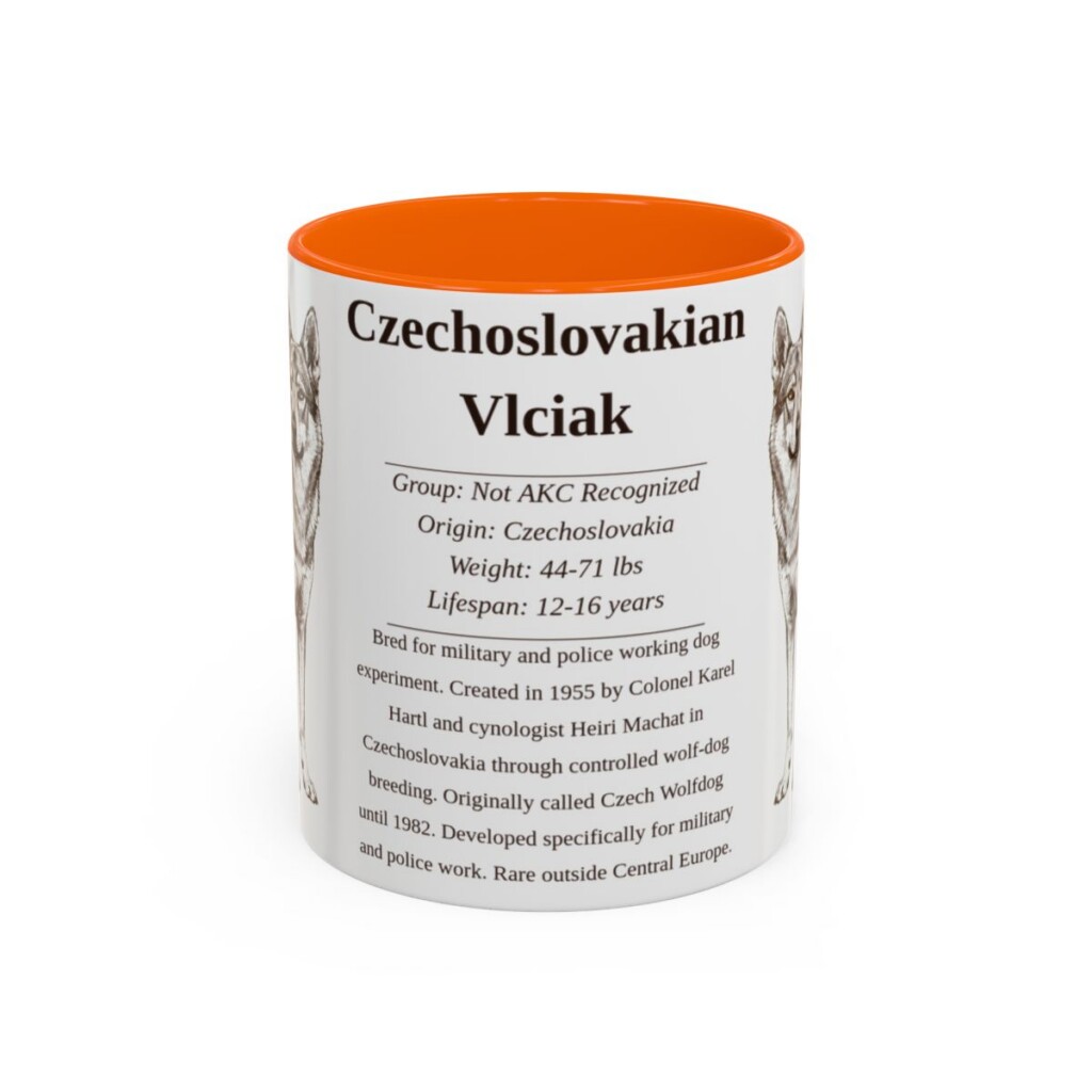 11oz Czechoslovakian Vlciak Mug, Orange, front view