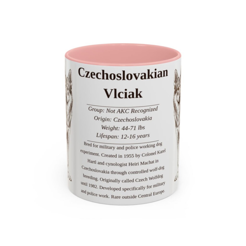 11oz Czechoslovakian Vlciak Mug, Pink, front view