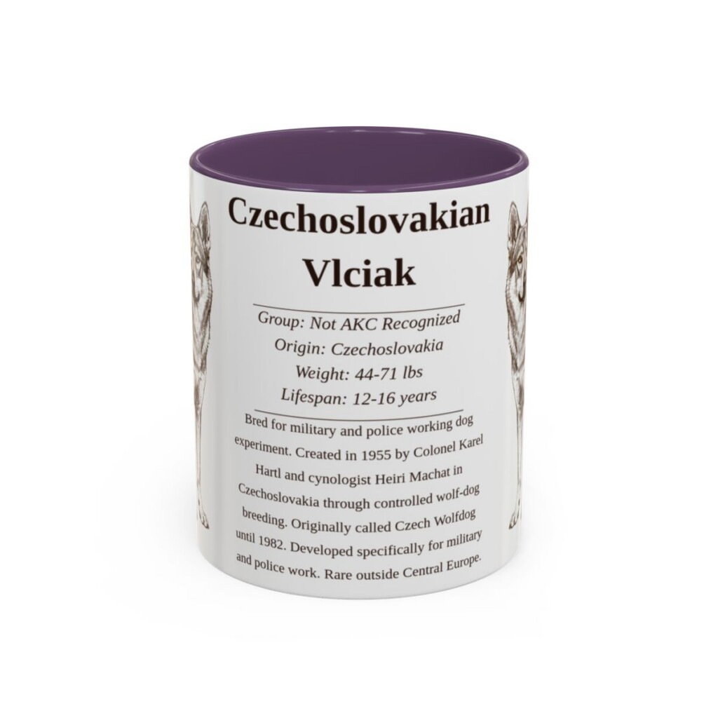 11oz Czechoslovakian Vlciak Mug, Purple, front view