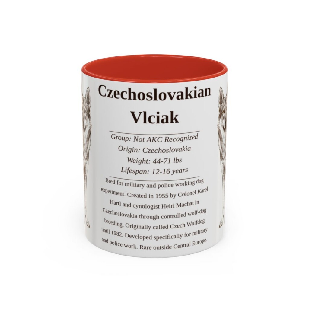 11oz Czechoslovakian Vlciak Mug, Red, front view
