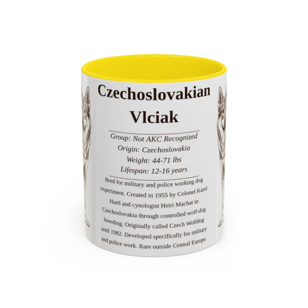 11oz Czechoslovakian Vlciak Mug, Yellow, front view