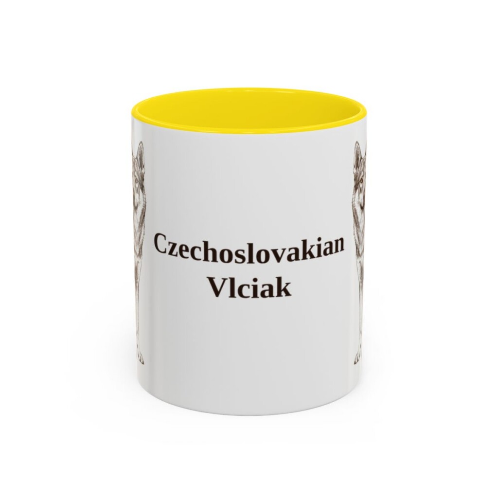 11oz Czechoslovakian Vlciak Mug, Yellow, front view