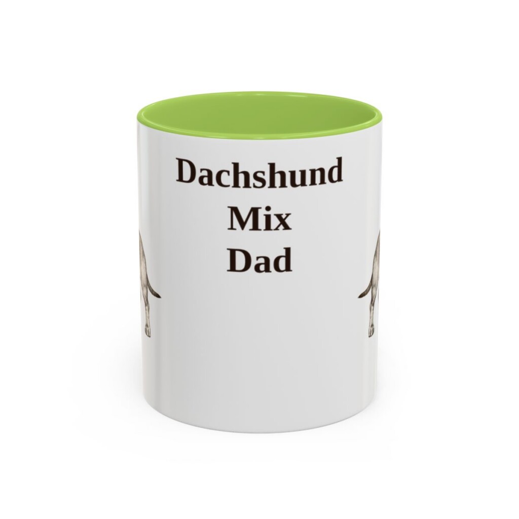 11oz Dachshund Mix Dog Dad Mug, Light Green, front view