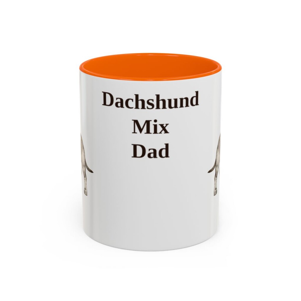11oz Dachshund Mix Dog Dad Mug, Orange, front view