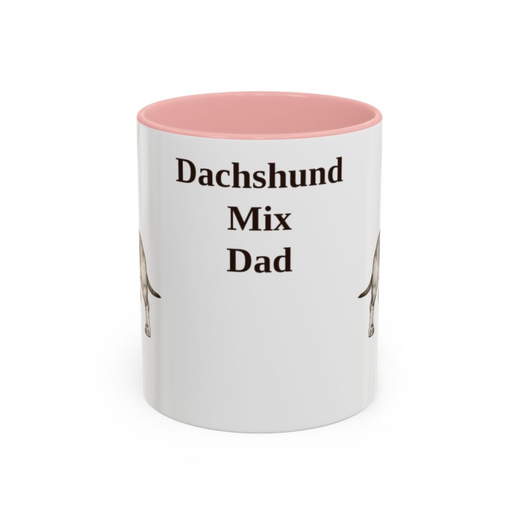 11oz Dachshund Mix Dog Dad Mug, Pink, front view