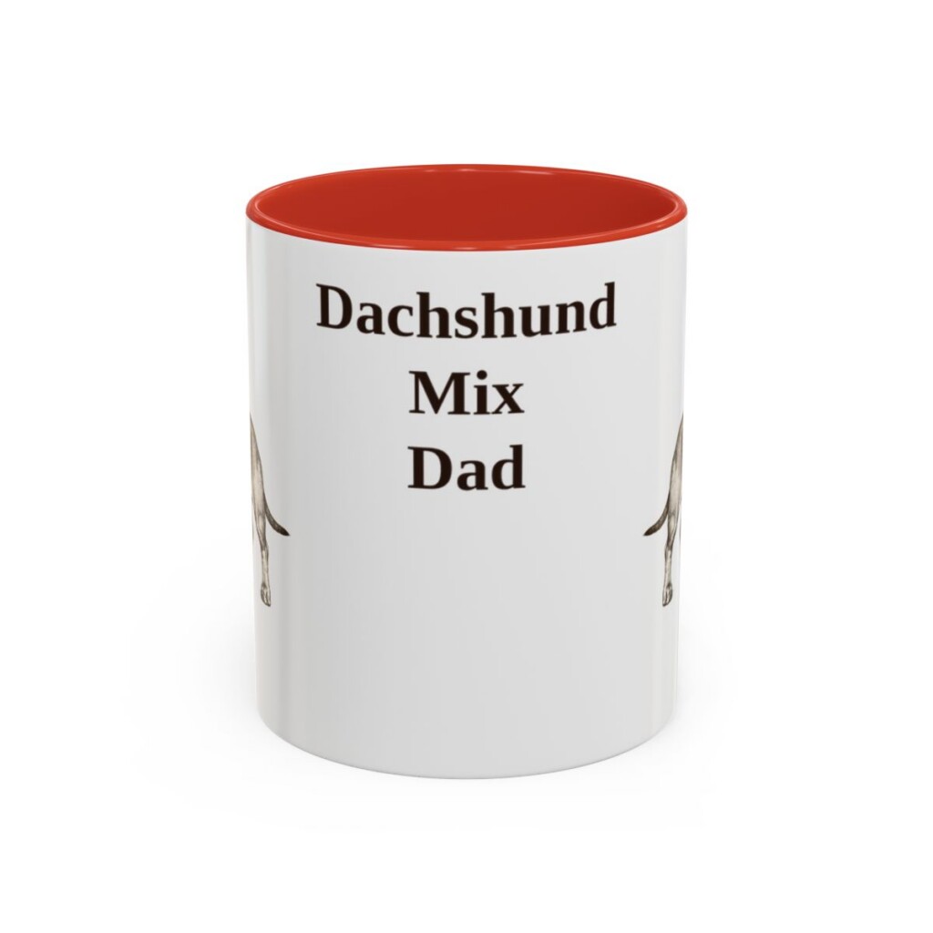 11oz Dachshund Mix Dog Dad Mug, Red, front view