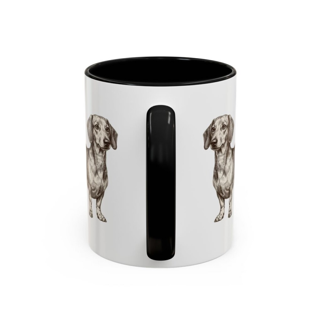 11oz Funny Dachshund Mix Mug, Black, back view