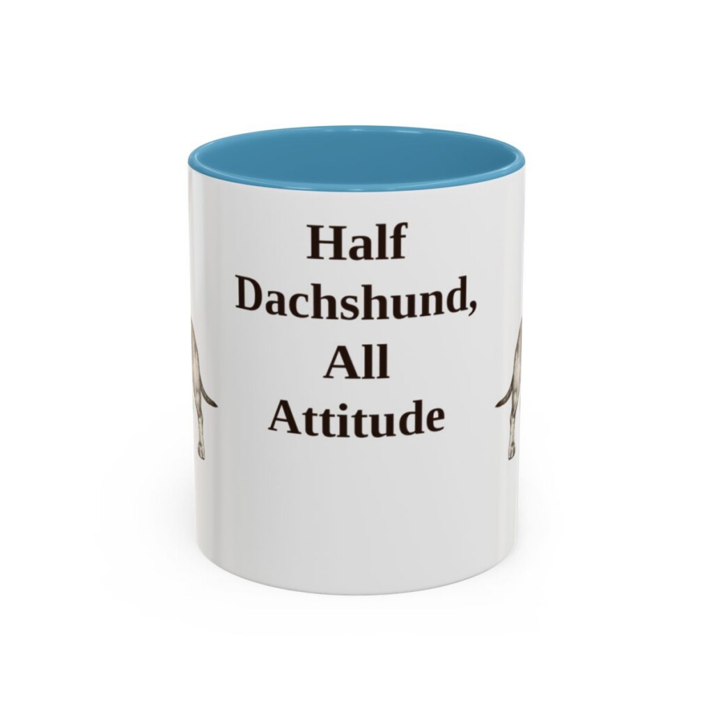 11oz Funny Dachshund Mix Mug, Light Blue, front view
