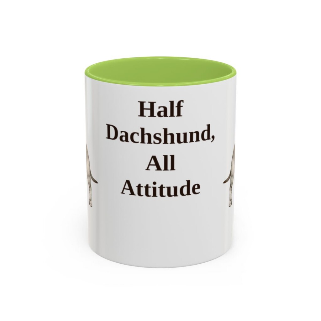 11oz Funny Dachshund Mix Mug, Light Green, front view