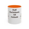 11oz Funny Dachshund Mix Mug, Orange, front view
