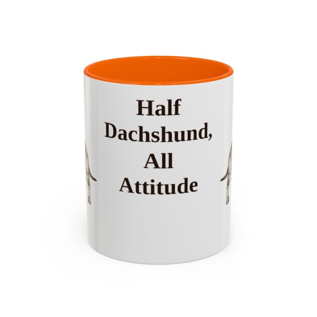 11oz Funny Dachshund Mix Mug, Orange, front view