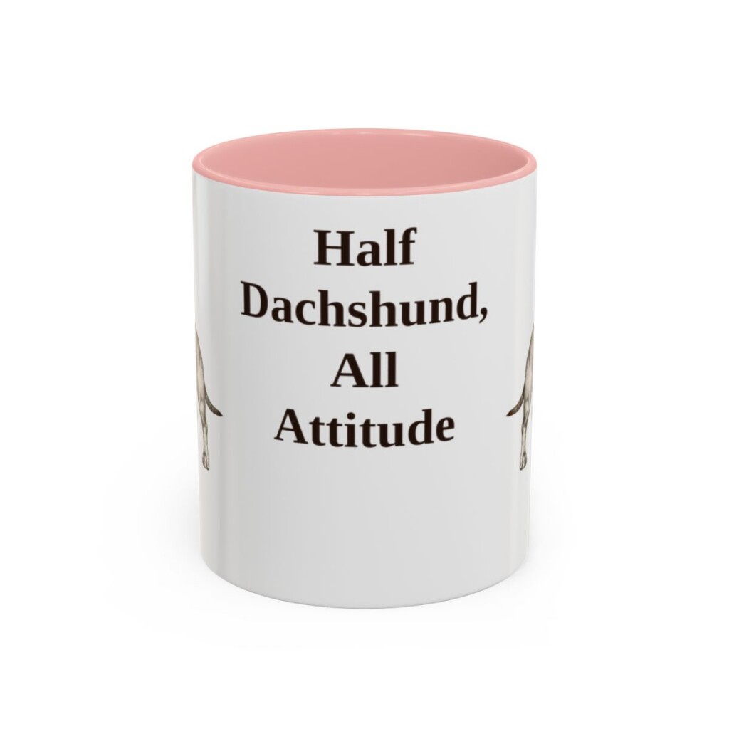 11oz Funny Dachshund Mix Mug, Pink, front view