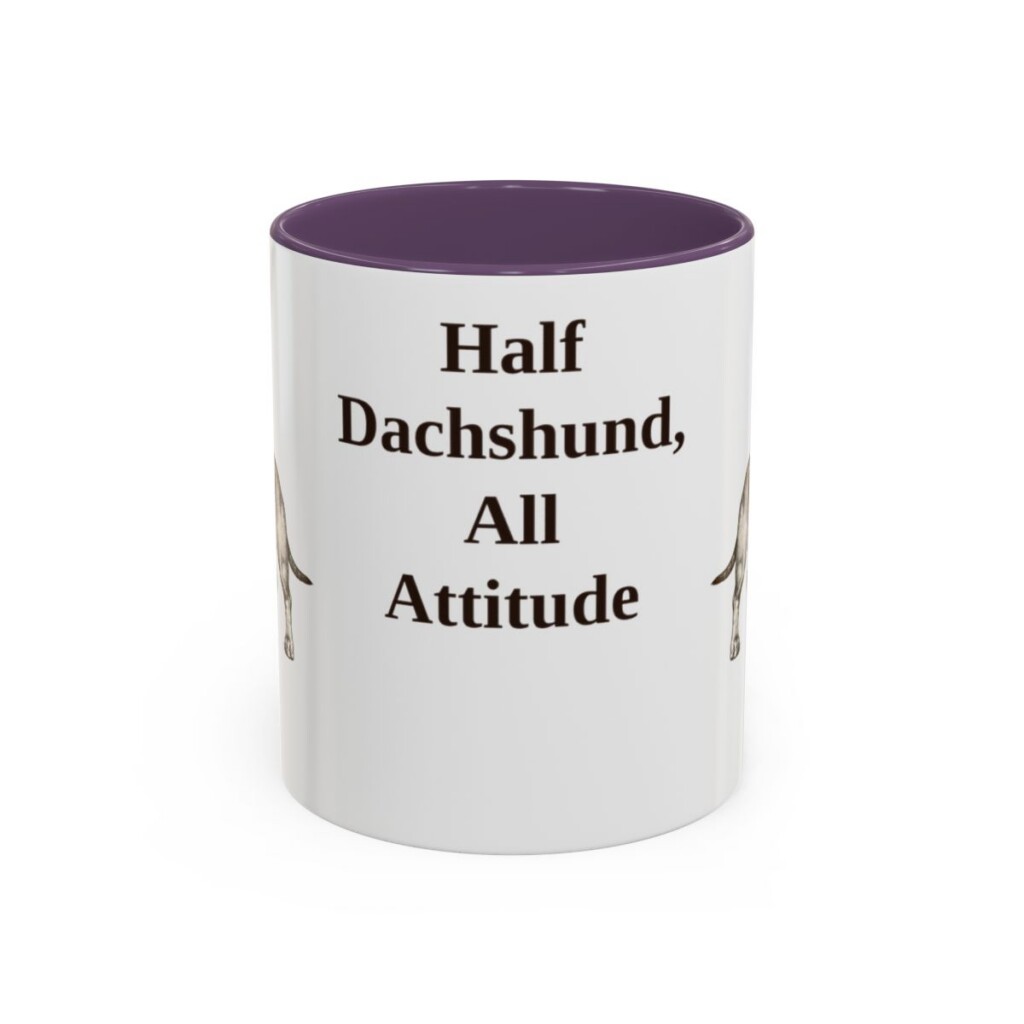 11oz Funny Dachshund Mix Mug, Purple, front view