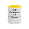 11oz Funny Dachshund Mix Mug, Yellow, front view