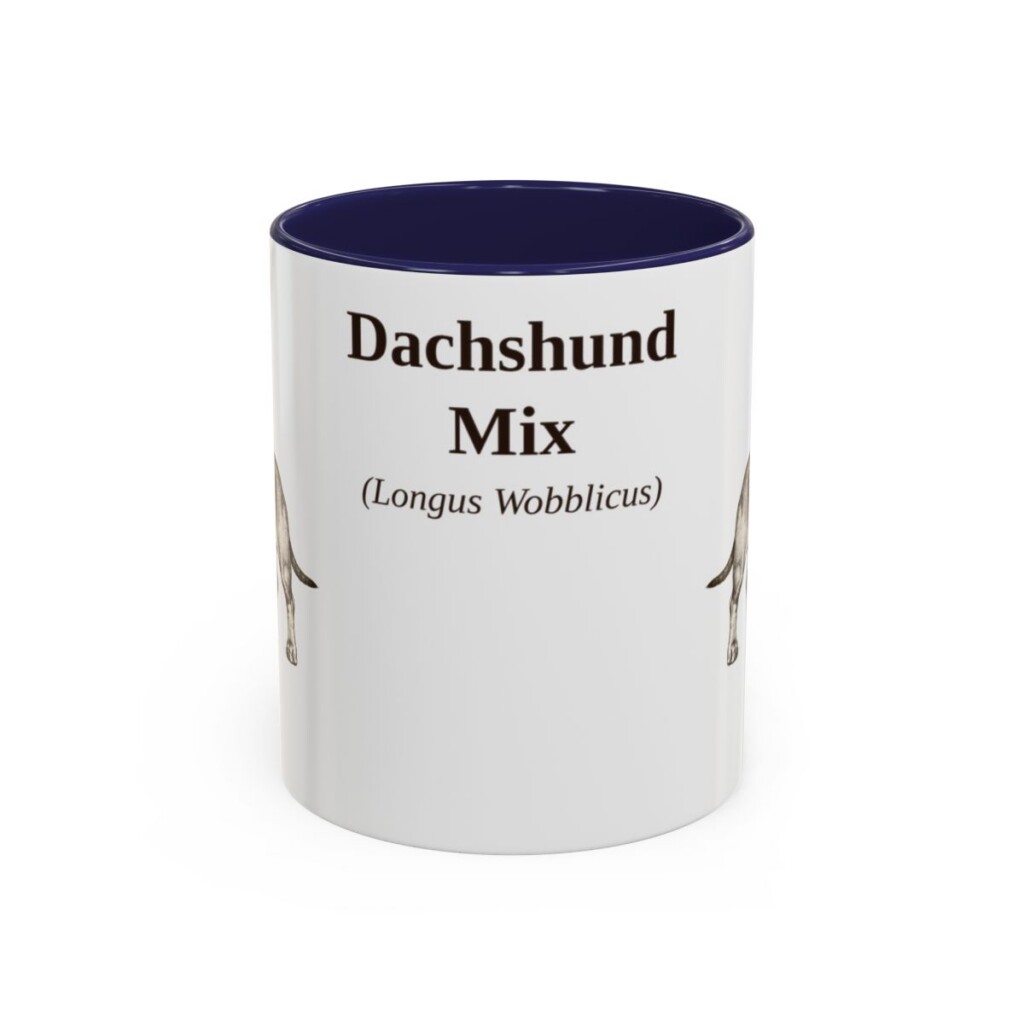 11oz-dachshund-mix-mug-latin-navy 11oz Dachshund Mix Latin Mug, Navy, front view