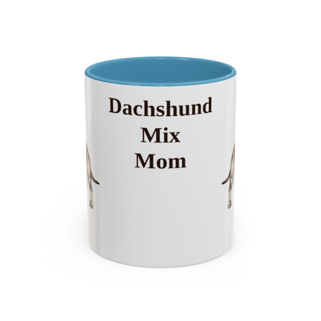 11oz Dachshund Mix Dog Mom Mug, Light Blue, front view