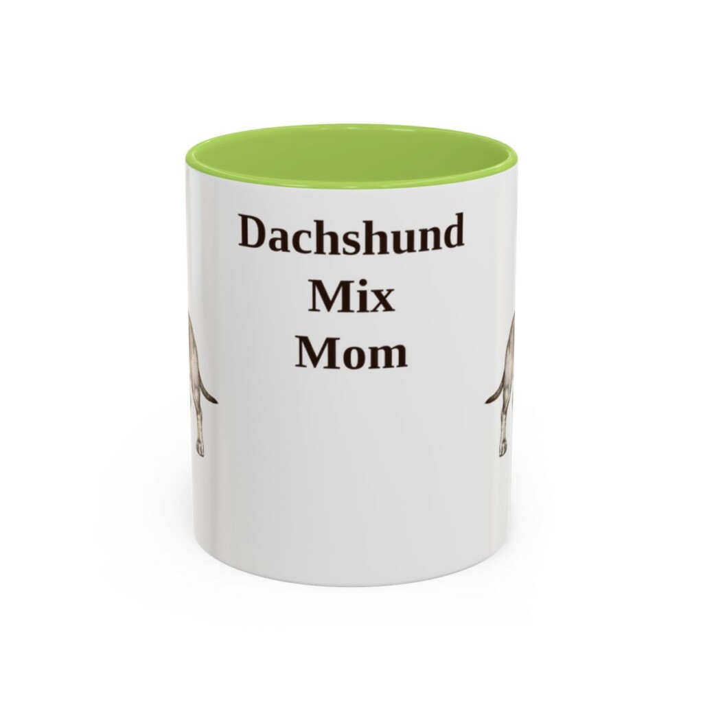 11oz Dachshund Mix Dog Mom Mug, Light Green, front view