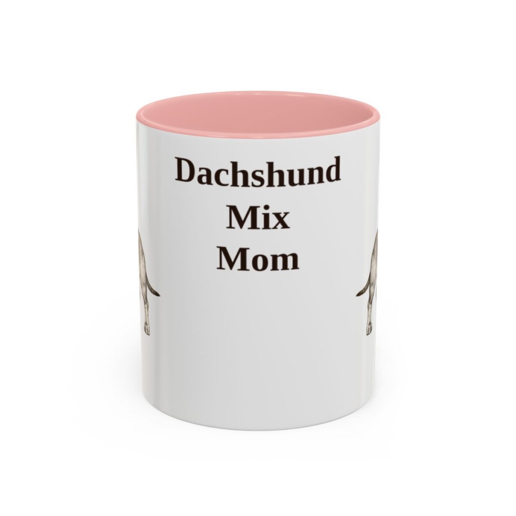 11oz Dachshund Mix Dog Mom Mug, Pink, front view