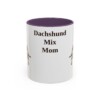 11oz Dachshund Mix Dog Mom Mug, Purple, front view