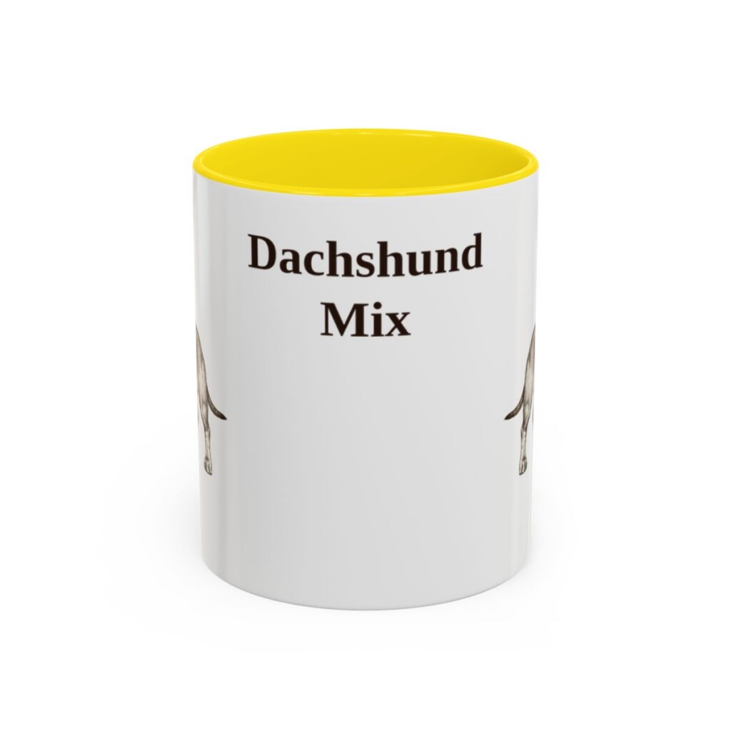 11oz Dachshund Mix Mug, Yellow, front view