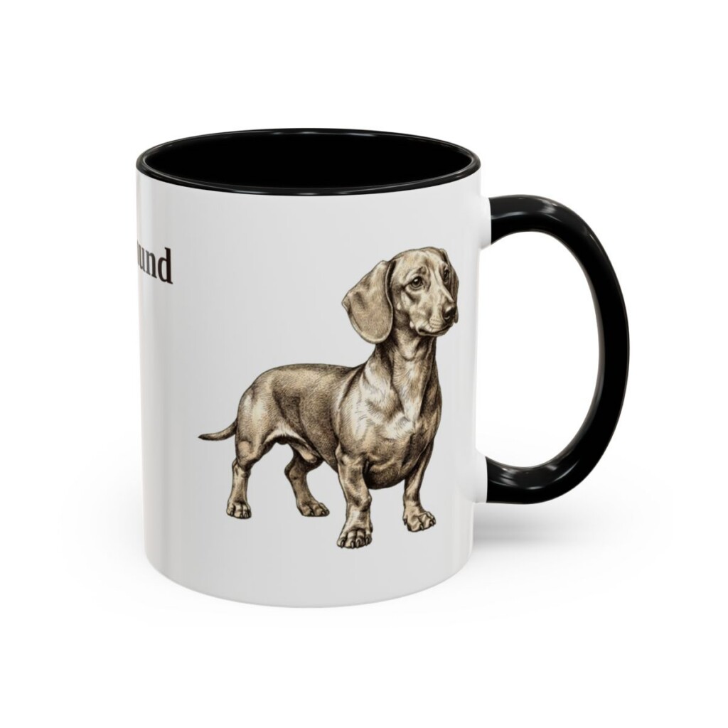 11oz Dachshund Mug, Black, right side view