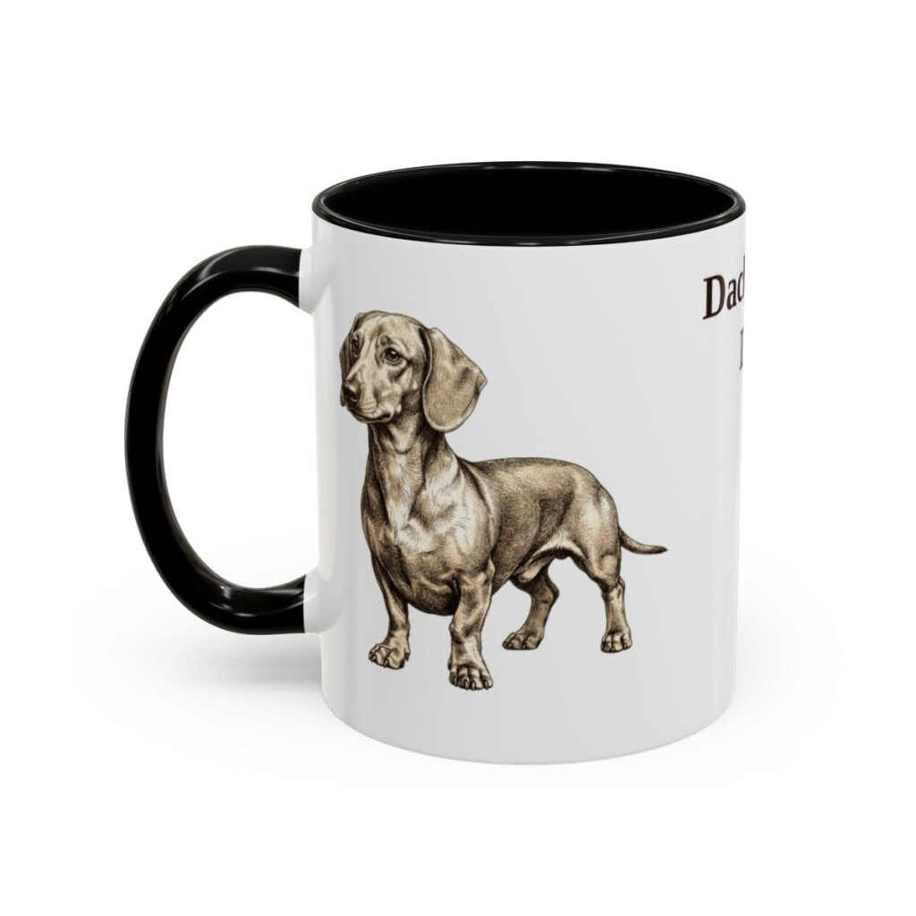 11oz Dachshund Dog Dad Mug, Black, left side view